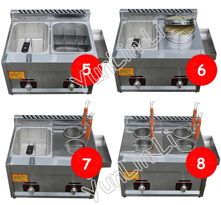 Two Tanks Gas Fryer Double-Cylinder Gas Frying Machine Energy Saving Fryer Stainless Steel French Fries Machine