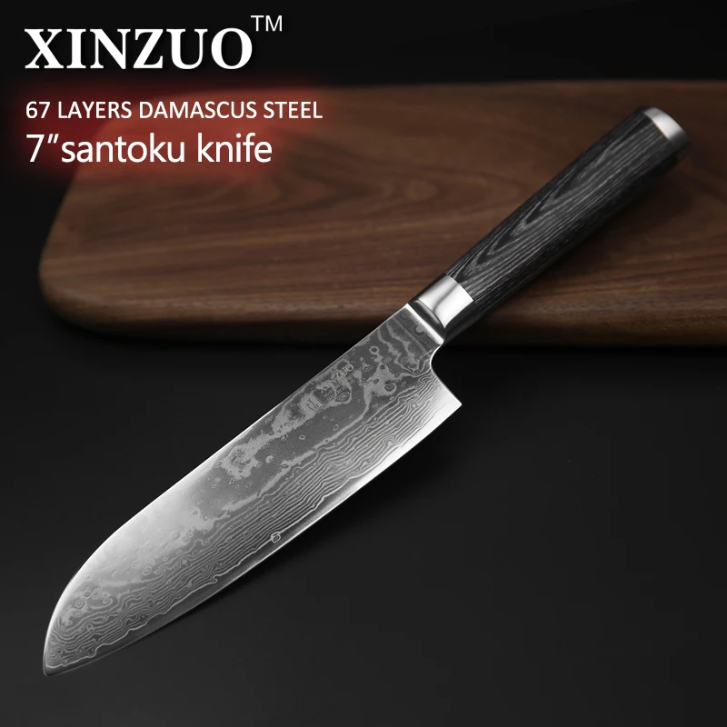 XINZUO " нож сантоку 67 слоев ручной работы японский VG 10 Дамасская сталь супер острые кухонные ножи повара Pakkawood ручка