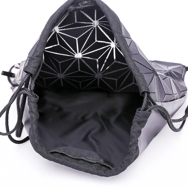 Женский рюкзак на шнурке, голографический женский геометрический Светящийся рюкзак для девочек-подростков, рюкзак, рюкзак, mochila feminina