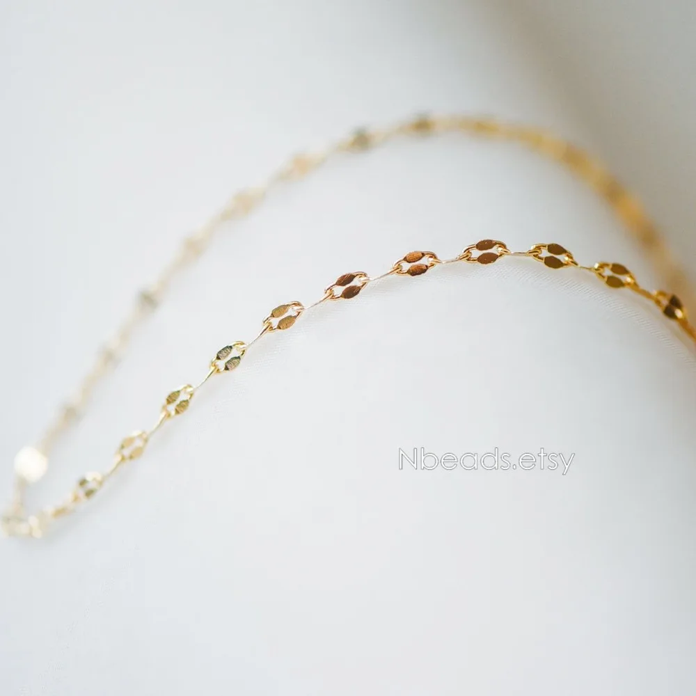 

Gold/ Silver tone Cable Chains 2.2mm, Real Gold/ Rhodium plated Brass, Flat Oval Linked Chains (#LK-163)/ 1 Meter=3.3 ft