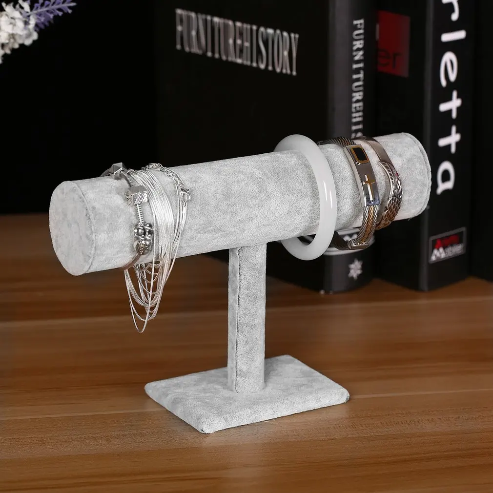 GENBOLI бархатная стойка для ювелирных изделий часы браслет подставка Органайзер держатель дисплей серый цвет идеально подходит для обоих дисплей орнамент