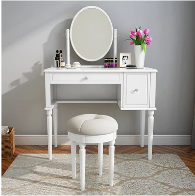 В американском стиле из цельной древесины спальня косметический простой современный прием небольшой Huxing Многофункциональный косметический столик - Цвет: Черный