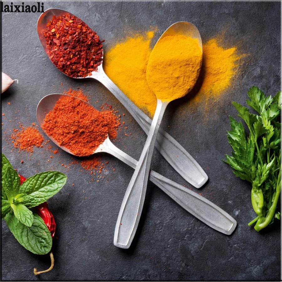 wall art diamond painting full square drill diy 3d embroidery Grains Spices Food Kitchen Decor mosaic needlework | Дом и сад
