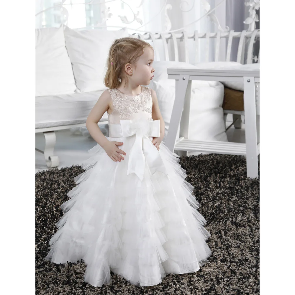 a line princess floor length flower girl dress