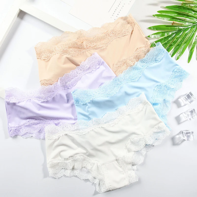 LANGSHA Seamless Panties Women Sexy Solid Lace Beifs Soft LingerieTraceless Nylon Soft Panty Ice Silk Briefs Girls Underwear LANGSHA Seamless Panties Women Sexy Solid Lace Beifs Soft LingerieTraceless Nylon Soft Panty Ice Silk Briefs Girls Underwear