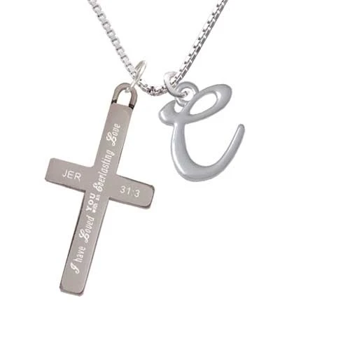Small Gelato Script Initial - C - - Everlasting Love - Cross Necklace (1)