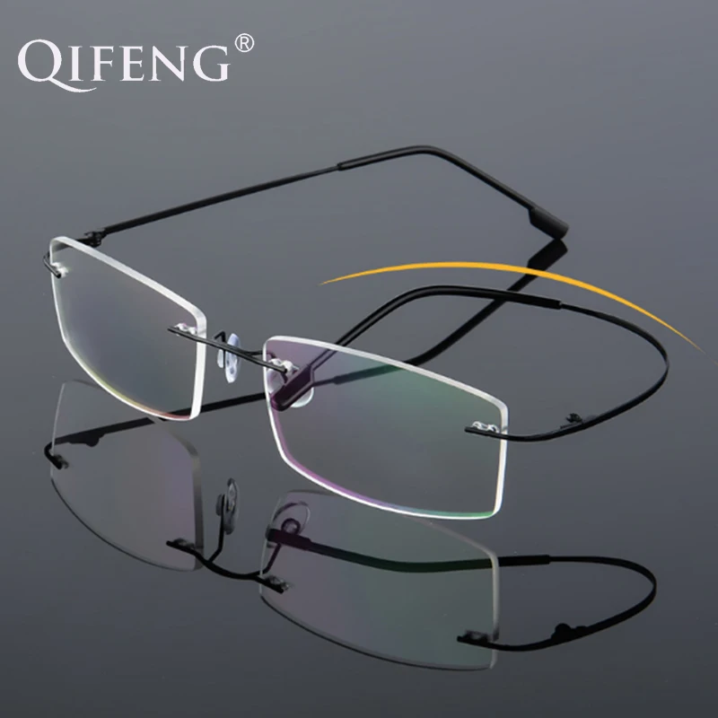 

QIFENG Spectacle Frame Eyeglasses Men Women Rimless Computer Optical Female Male Transparent Clear Lens Glasses Frame QF246