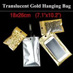 50 шт. 18x26 см (7.1 "х 10.2") плоский прозрачный золото упаковка сумка Электронные сигареты висит сумка Рождественский подарок сумка для хранения