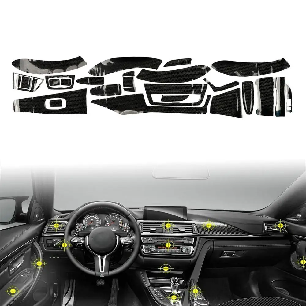 Carbon Fiber Vinyl Interior Decal Sticker Trim Package for BMW 3 Series F30 F31