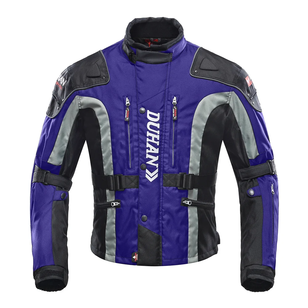DUHAN мотоциклетная куртка Защитное снаряжение хлопковое нижнее белье морозостойкая мотоциклетная куртка мужская мотоциклетная куртка с пятью защитниками - Цвет: 023 Blue Jacket