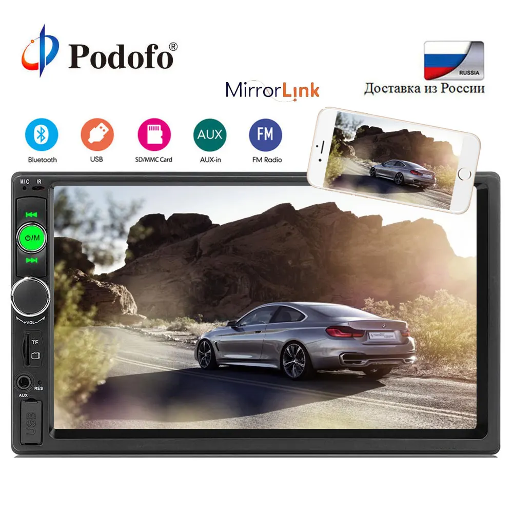 

Podofo 2 Din Car Radio 7" Bluetooth Stereo Multimedia player Autoradio MP3 MP5 Player audio stereo Mirror Link Support Cameras