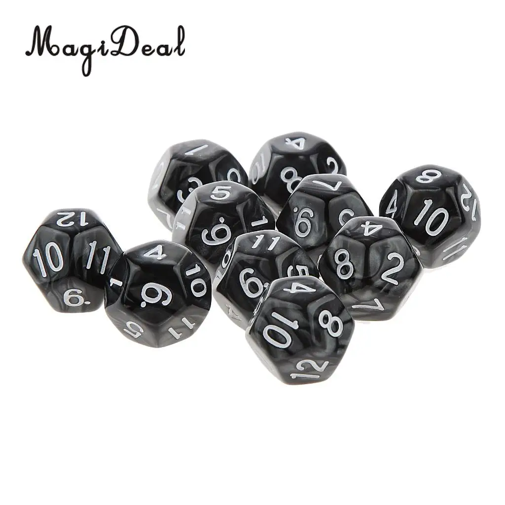 MagiDeal Высокое качество 10 шт Twelve Sided D12 игральные D & RPG Вечерние игры кубики для