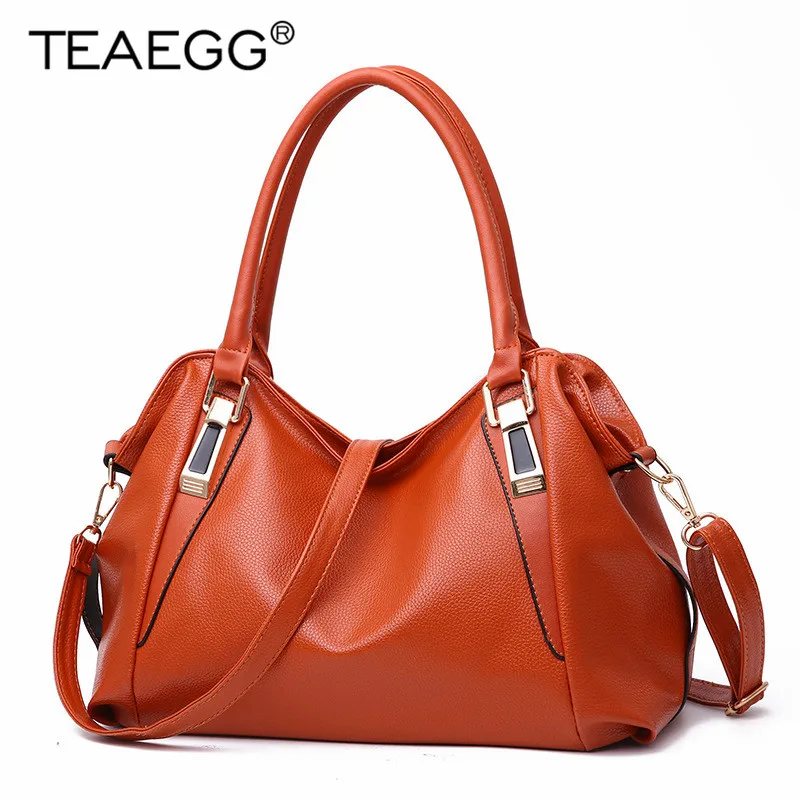 

TEAEGG Handbags For Women Vintage Shoulder Bags Soft Leather Female Tote Bags Solid Color Ladies Crossbody Bags High Quality