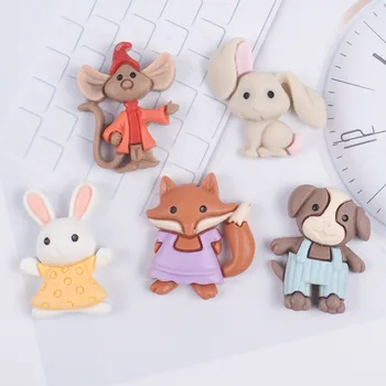 

10Pcs Kawaii Resin Animals Decoration Flat Back Resin Cabochon DIY Scrapbooking Resin Cabochons Accessories Kids Hair Bow Center