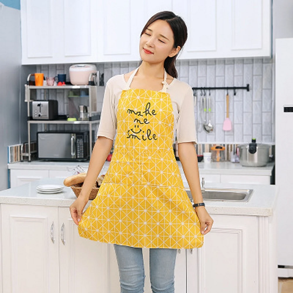 Northern Europe Fashion Apron Suit for Lady Women Men Adjustable Cotton Linen Household Kitchen Pinafore for Cooking Baking