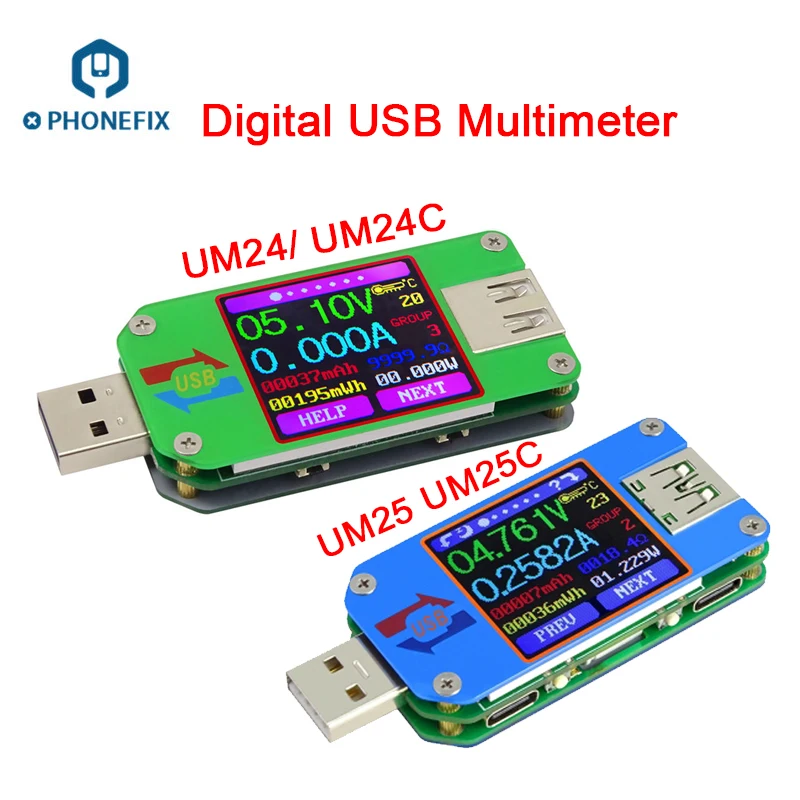 UM24 UM24C UM25 UM25C цифровой тип-c USB мультиметр ЖК-дисплей Вольтметр Амперметр тестер телефон компьютер проверка состояния работы