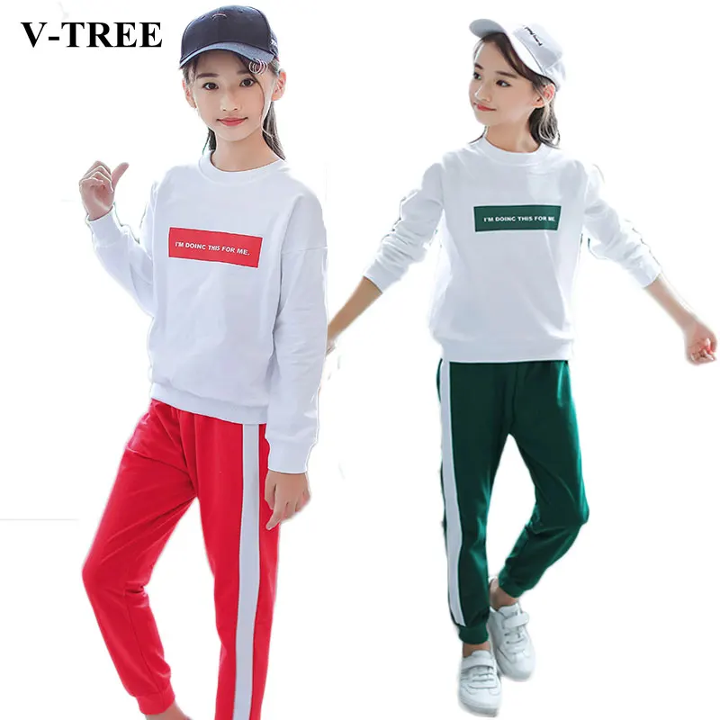 

2019 Spring Girls Clothing Sets Long Sleeve Shirts+pants Teenager Sport Suits 2pcs/set Kids Tracksuits 4-12years Clothes Set