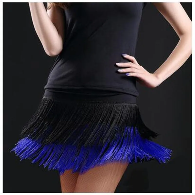 Для женщин латинская юбка для танцев для взрослых с двойными кисточками дизайн производительность бахромой женская Танго бальных танцев платье для танцев ча-ча
