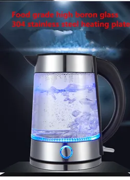 

Temperature-controlled glass electric kettle boiled tea kettle teapot bucket blue Electric Kettles 220-240V 2200W 1.7L
