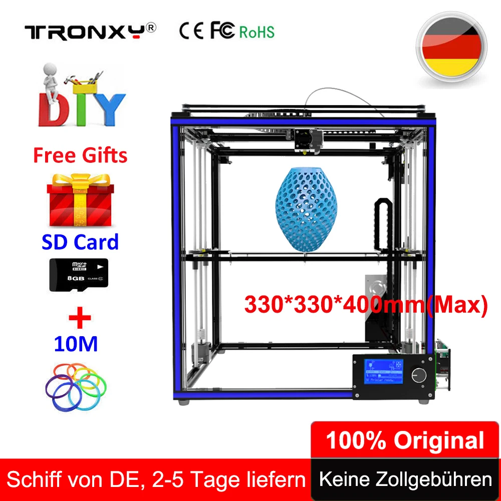 

Tronxy 3D Printer X5S Updated 3D Printing Machine Extreme High Accuracy Metal Printer Machine +Large Build Size of 330*330*400mm