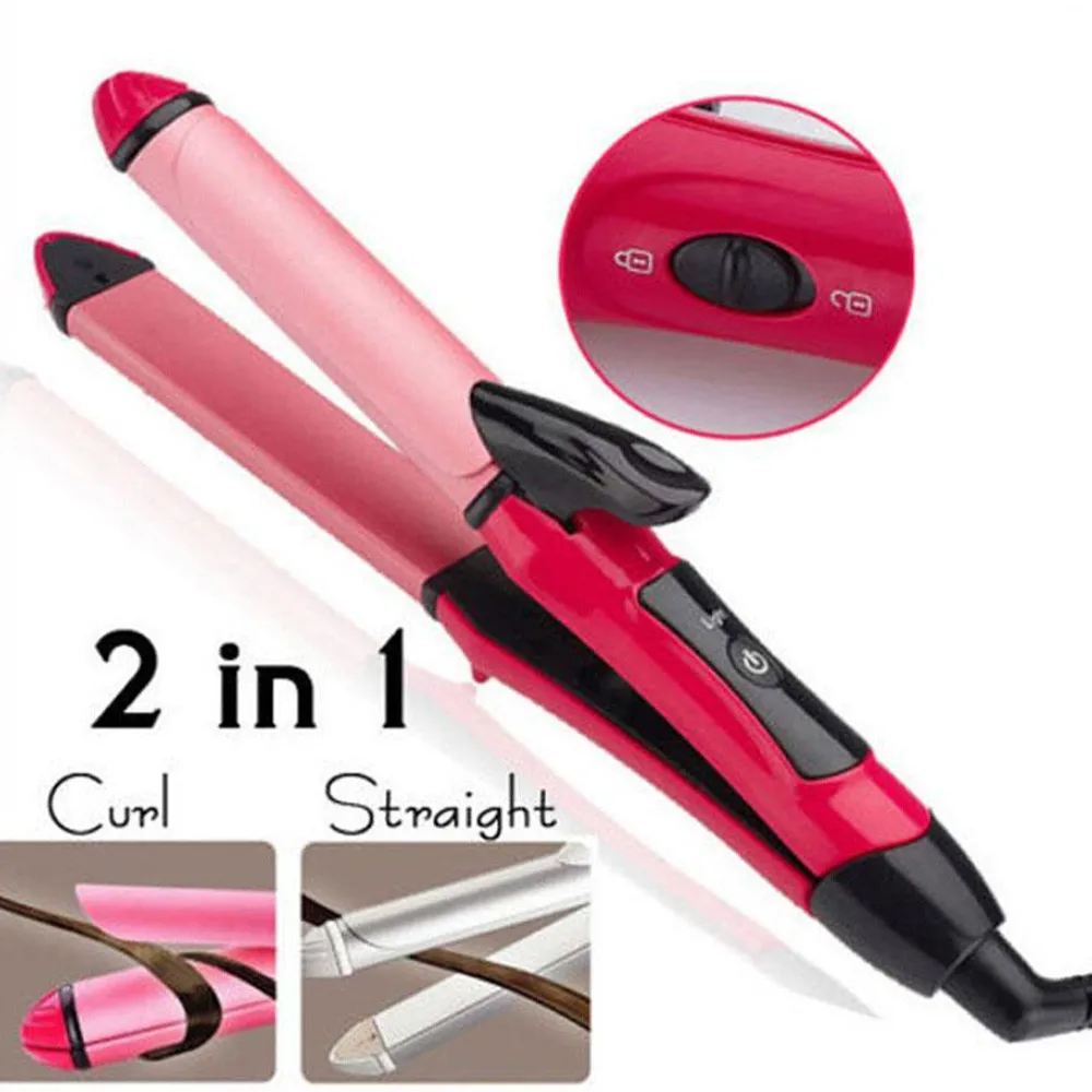 Professional iron curler 2 in 1 flat iron Multifunction Hair Straightener & Hair Curler Beauty Women Tools    4