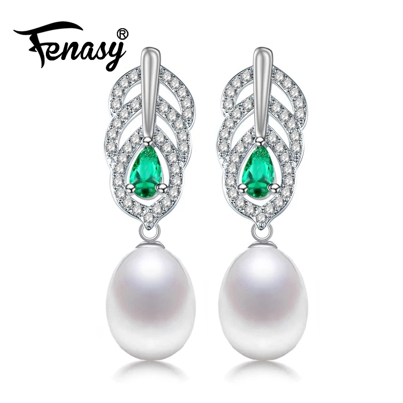 

FENASY Pearl ruby earring,925 Sterling Silver earrings,Birthday wedding gift box Jewelry for Women ,flowers fashion earrings