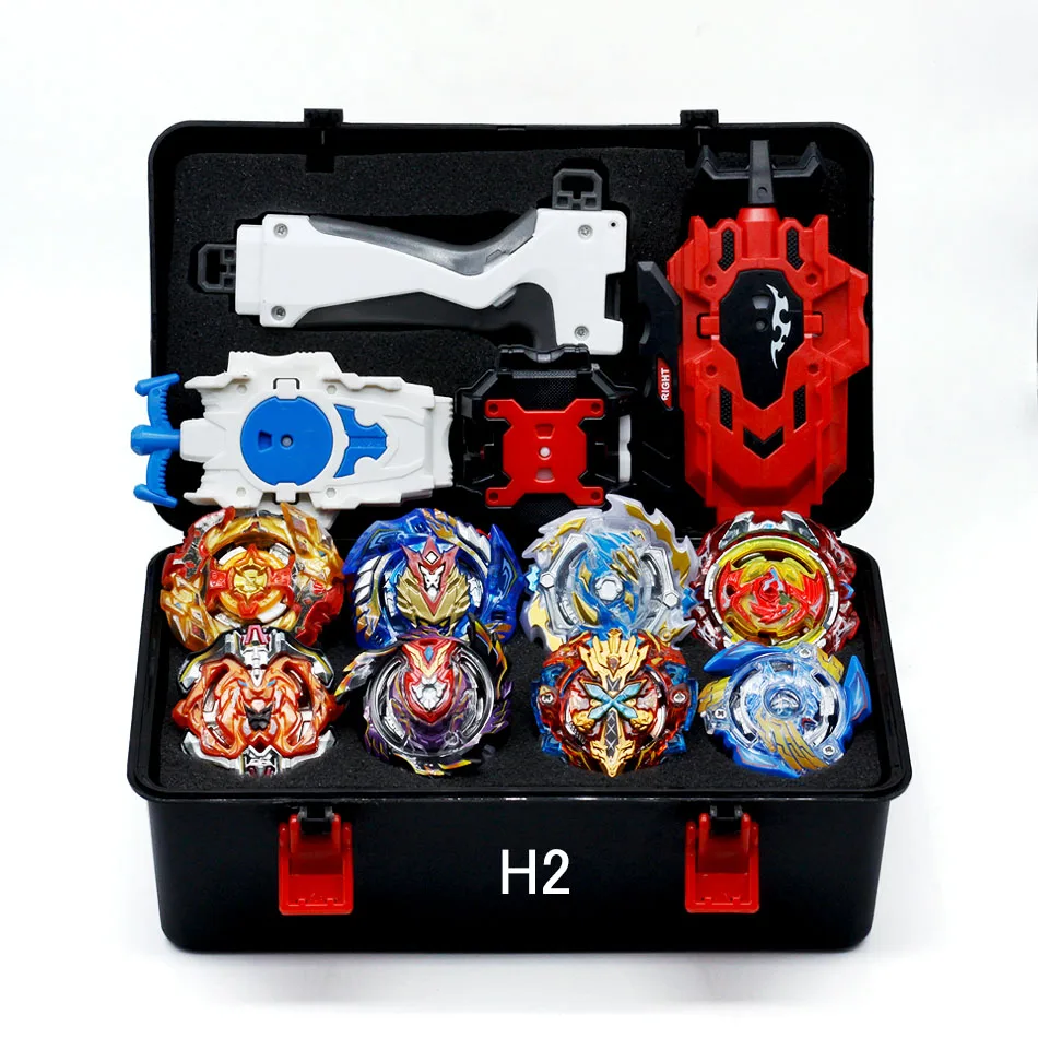 Beyblade Burst Bayblade набор 8 Beyblades+ 4 пусковых устройства+ 1 ручка Bey Blade Набор спиннинга Металл Fusion 4D лезвия игрушки подарок - Цвет: H2