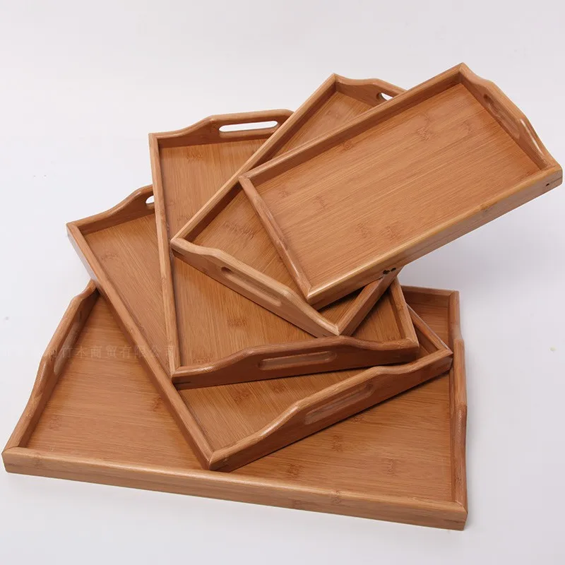 Бамбуковый деревянный прямоугольный поднос снеки их сухофруктов лотки посуда