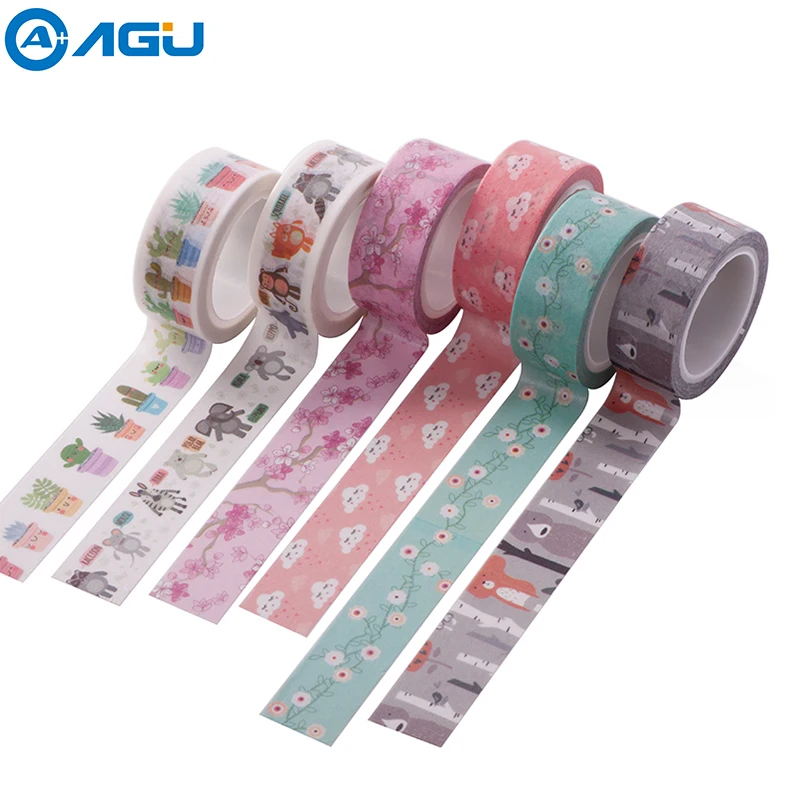 

AAGU 1PC 15mm*5m Various Designs Cute Floral Washi Tape High Sticky Adhesive Masking Tape Planner Decorative Paper Tape For DIY