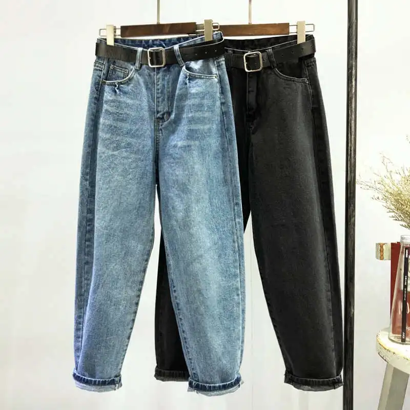 Goedkoop Herfst Winter Vrouwen Hoge Taille Jeans Mujer Lange Harembroek Vrouwen Casual Boyfriend Jeans Voor Vrouwen Denim Wijde Pijpen Broek c4913