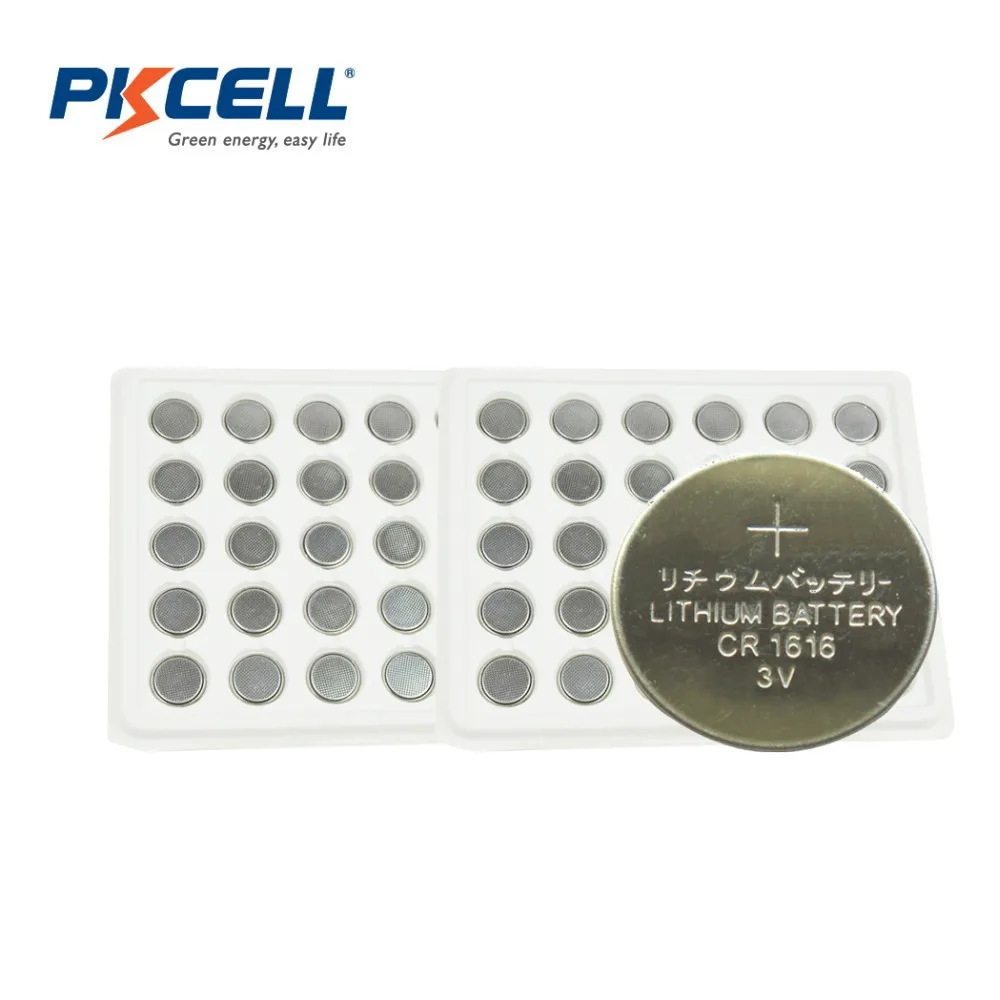 50 X PKCELL CR1616 3V Lithium Battery DL1616 ECR1616 CR 1616 Button