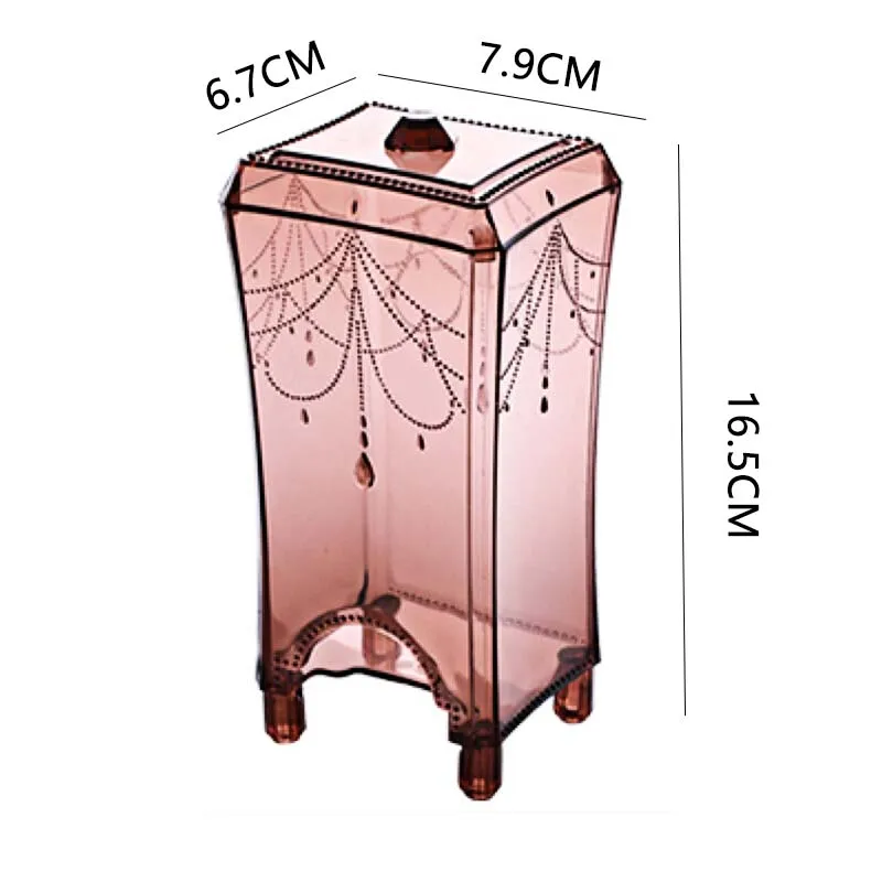 Настольный косметический ватный тампон коробка для хранения Прозрачная коробочка из пластика Диспенсер держатель для хранения Макияж колодки шкафы с крышкой туалетных принадлежностей