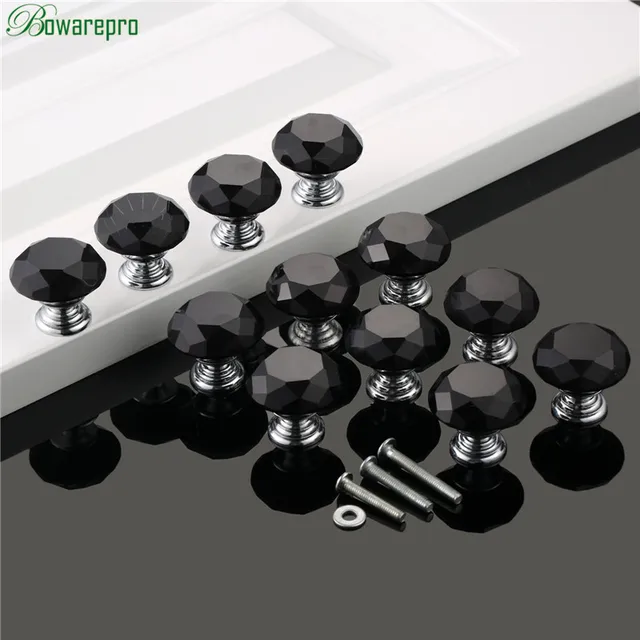 Special Offers bowarepro Diamond Crystal Glass kitchen furniture accessories handle hardware furniture accessory cabinet handle 12+36Pcs Screws Special Offers bowarepro Diamond Crystal Glass kitchen furniture accessories handle hardware furniture accessory cabinet handle 12+36Pcs Screws