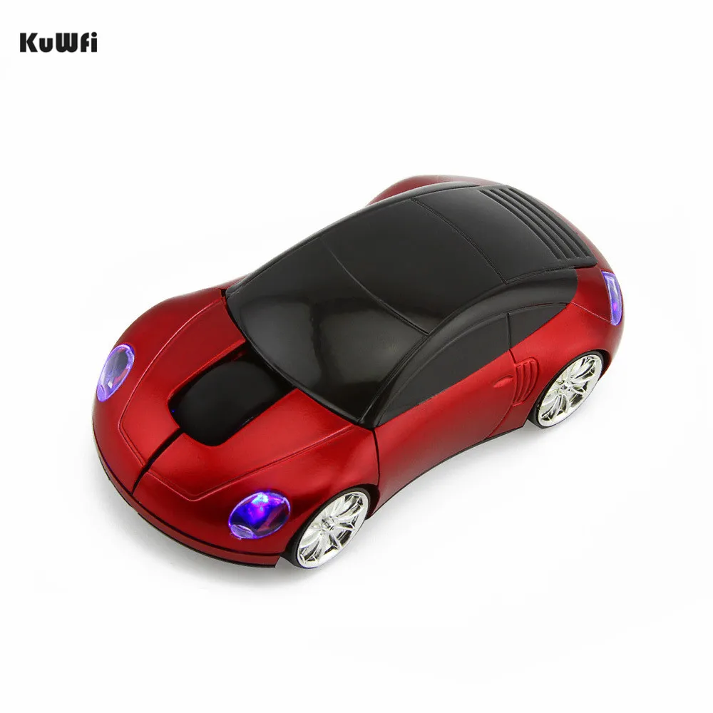 Беспроводная игровая мышь KuWFi 1600 dpi 2 4 ГГц компьютерная мышка в форме автомобиля с