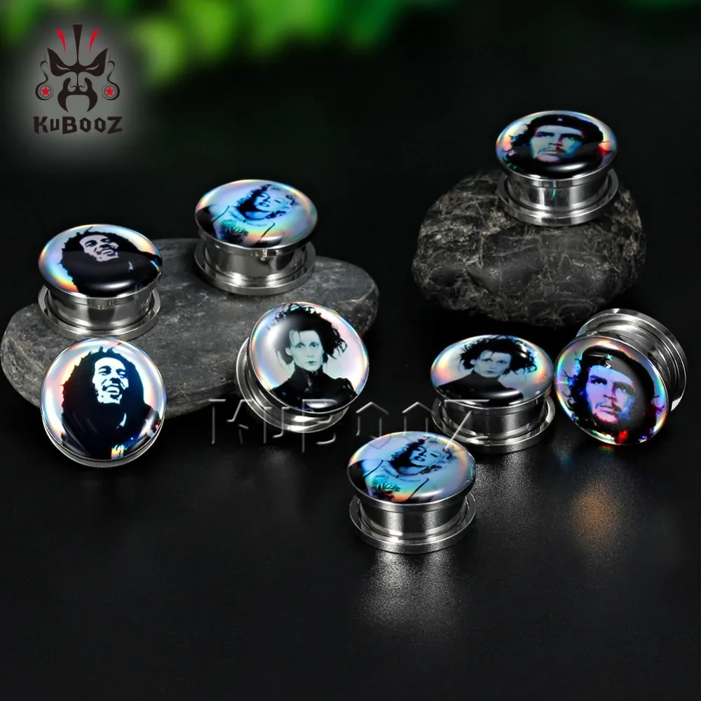 

KUBOOZ Piercing Body Jewelry Ear Plugs Tunnels Plugs Expander Logo Gauges Screw Fit Earrings Extender Fashion Jewelry Women Men