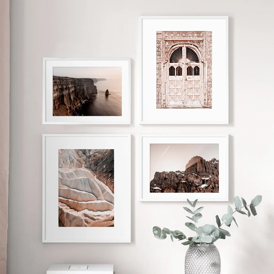 Настенная Художественная Картина на холсте с изображением двери в стиле марокканской горы, моря, пустыни, скандинавских плакатов и принтов, настенные картины для декора гостиной