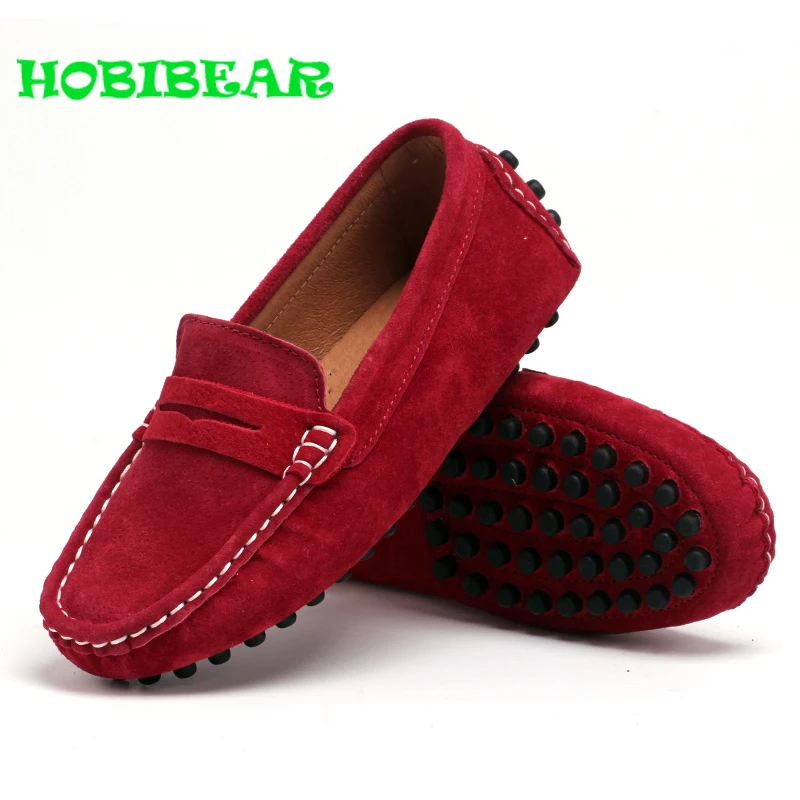Classic Boy Girls Children Soft Leather Flats Loafer Comfortable Young Boy Casual Sneakers Black Red Girls Slip On Casual Shoes