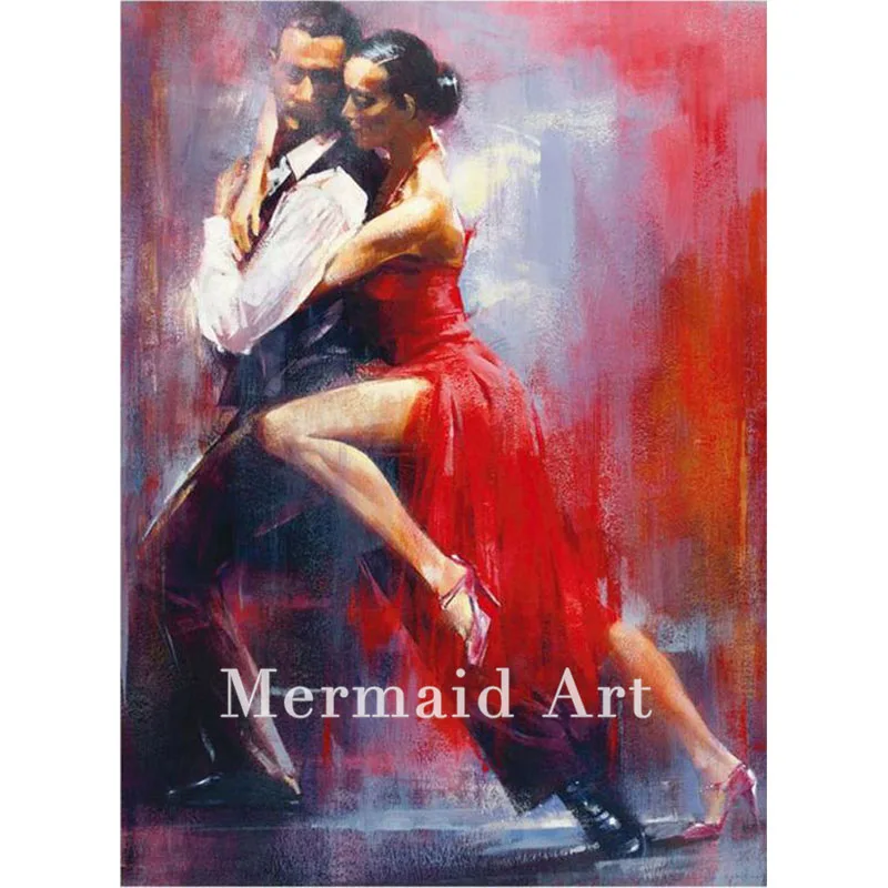 

Hand Painted Tango Nuevo sexy dancer girl Flamenco Spanish Woman Heat Dancing Dancer Oil Painting Canvas art Flamenco Dancing