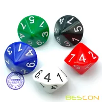 BESCON 5pcs Pack of D14 Dice Numbered 1 to 7 Twice - 14 Sides Dice Assorted Colors of 5 Set 2