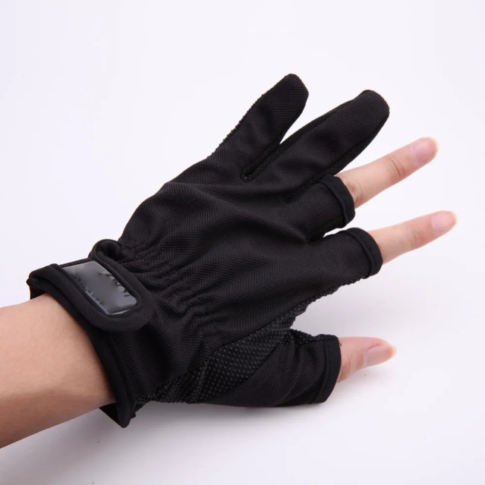 

1 Pair Anti Slip Slip-resistant 3 Low-Cut Fingers Fishing Gloves Tackle Finger Protector Skid Proof Gloves For Outdoor Sports
