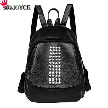 

Women PU Leather Backpack Rivet Backpack Students College Schoolbags Designer Mini Street Punk Female Small Bags