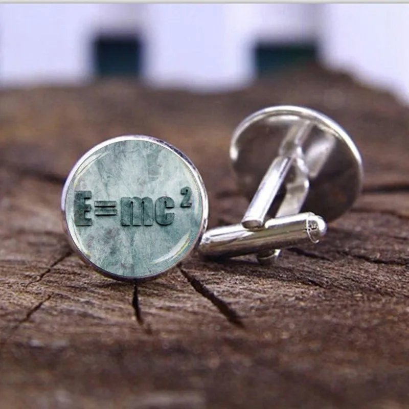 

Glass Cabochon E=mc2 Shirt Cufflinks Quantum Physics Science Cufflinks for Mens Fashion Jewelry 2019