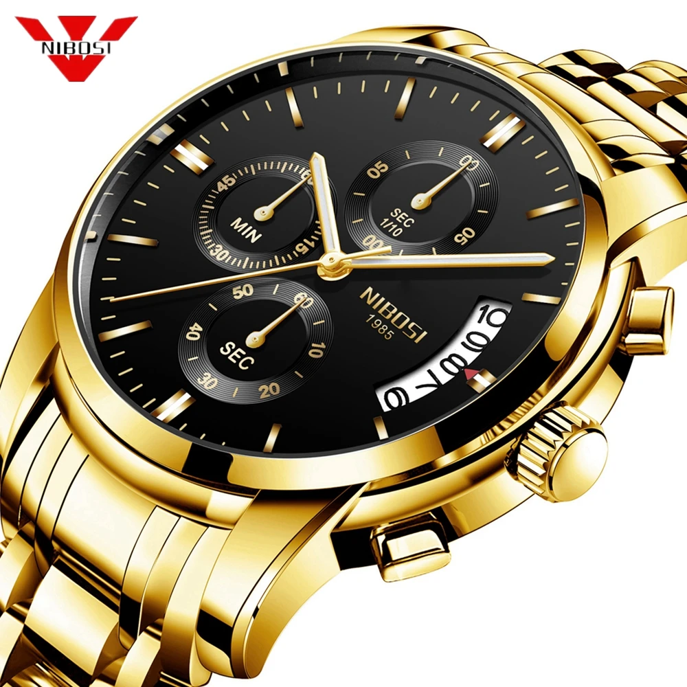 NIBOSI Men Watch Quartz Mens Watches Top Brand Luxury Business Chronograph Sport Watch Men Military Clock Saat Relogio Masculino