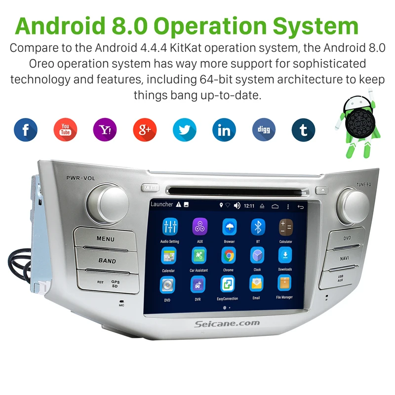 Top Seicane 7" 2din HD Touchscreen Android 8.0 DVD Multimedia Bluetooth GPS for Toyota Harrier Toyota Harrier lexus rx300 330 350 1