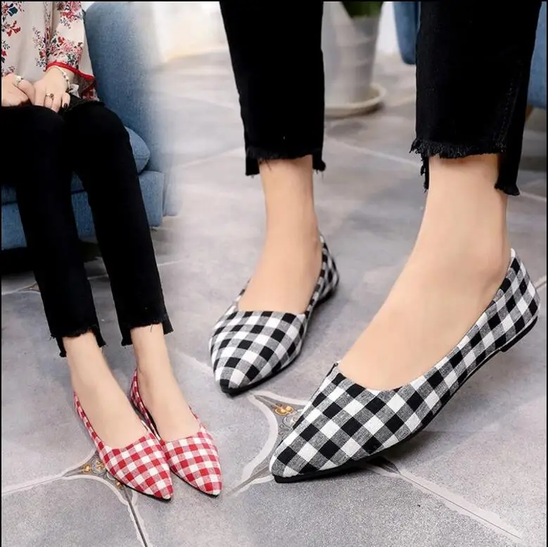 

BJYL 2018 Spring and Autumn season new single-pointed flat shoes women's shallow mouth soft bottom working female bean