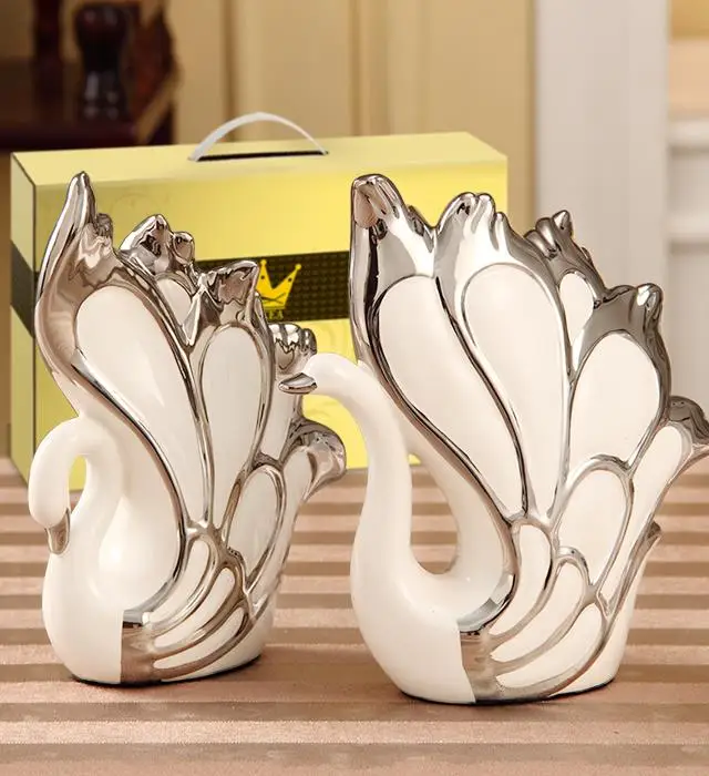 Ceramic Swan Couple 2