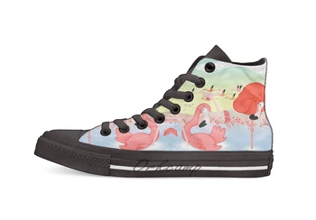 

Flamingos High Top Canvas Shoes Flat Casual Custom Unisex Sneaker Drop Shipping