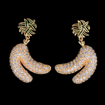 

30mm Delicate Fruit Banaana Shape Cubic Zirconia Dangle Earrings For Women Girls Jewelry