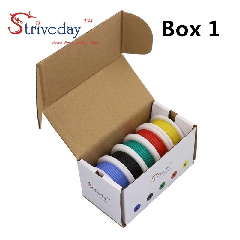 100 м 30AWG гибкий силиконовый резиновый провод 10 цветов микс коробка 1+ коробка 2 электрическая линия луженая медная линия набор DIY