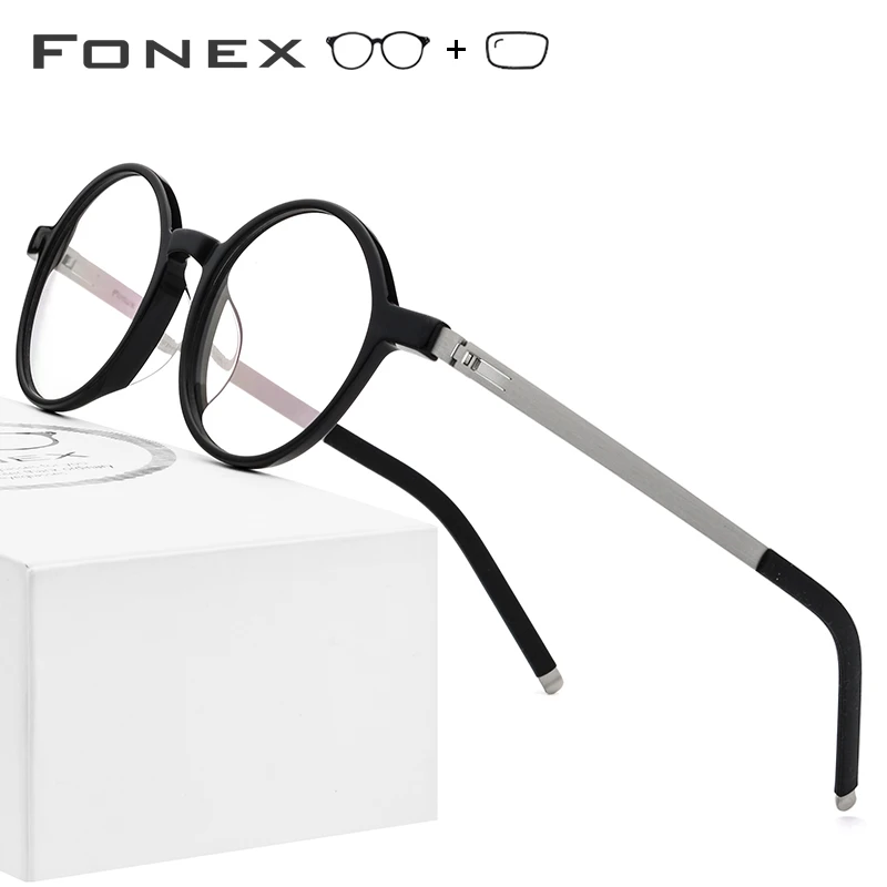 

Acetate Glasses Frame Men Women Vintage Round Prescription Eyeglasses Myopia Optical Frames Spectacles Screwless Eyewear